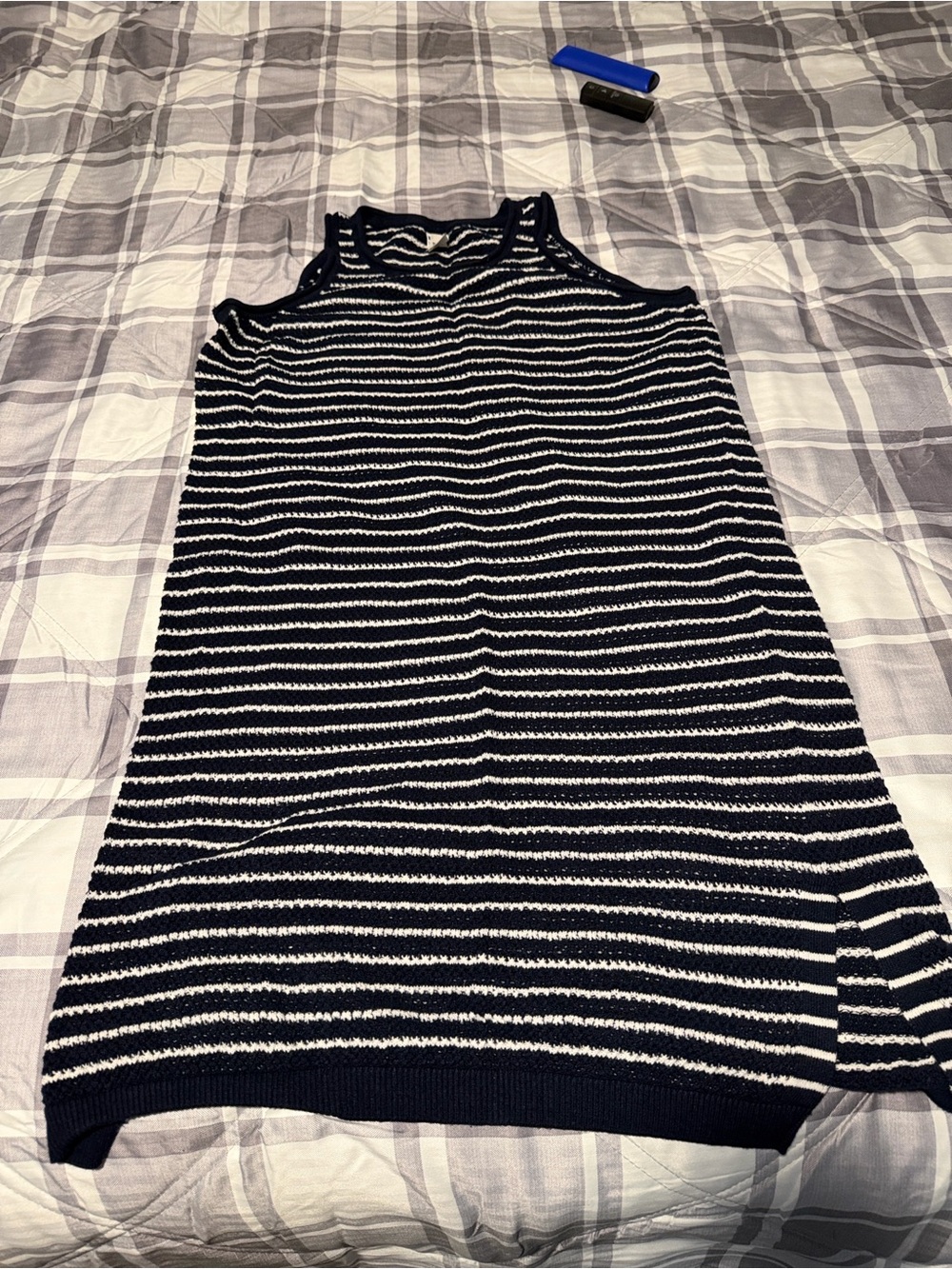 Pact Navy & White Striped Sleeveless Coverup size L